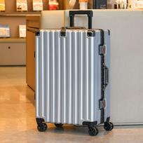 XinJingZhou Alloy Frame PC Hardshell Spinner Luggage 20 inch gray