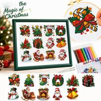 Christmas 12-Pack Cross Kits for Kids - Cute Holiday Designs for Beginners one size