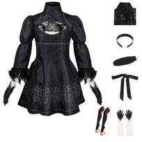 Nier Automata Cosplay Costume For 2b Sister Dress With Spandex Fabric For Anime Role Play Suit,L black