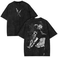 2026 Anime Zenin Maki Jujutsu Kaisen Printed T-shirt Men's and Women's Washed T-shirt High Quality Vintage Cotton T-shirt Tops L black