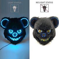 Horror Light up LED Bloody Rabbit Bear Mask Luminous Mask Halloween Plush Bunny Mask Carnival Party Props Cosplay Killer Decor