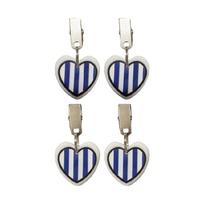 Garden Tablecloth Weights with Decorative Heart Profiles, Metal Clasps to Help Hold Fabric During Outdoor Dining and Meals white