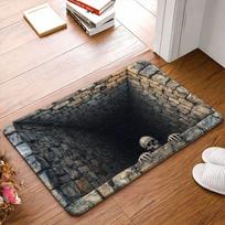 VIKAMA 3D Visual Skeleton Pit Doormat Non Slip Entrance Floor Mat Halloween Horror Front Door Welcome Rug Home Decor 40X60CM gray
