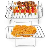 Stainless Steel Multifunctional Roasting Rack Compatible Airfryer Dehydrator BBQ Rack Steamer Roasting for Air Fryer Accessories gray
