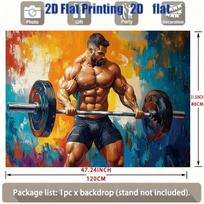 1Pcs Muscular Man Lifting Barbell Decoration Background Backdrop For Photo Studio Photo Booth Party 230x150cm