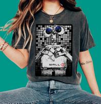 Disney Pixar Wall-E Tile Portrait Graphic T-Shirt | Wall-E Portrait Shirt | Disneyland Trip Family Matching Outfits | Aesthetic Gift R466 150 black