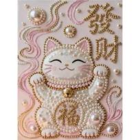 Pearl Maneki-neko DIY Diamond Art Kits 15.7x19.6inch Gem Art Diamond Painting Kits Without Frame for Adults Gift Idea Home Wall Decor 40x50cm brown