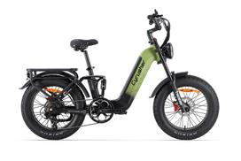 CYRUSHER Kommoda 3.0 48V 250W Elektrinis dviratis su 7 pavarų Shimano, 110 km nuvažiuojamas atstumas, 150 kg naudingoji apkrova - 20  plačios padangos, hidrauliniai diskiniai stabdžiai žalia
