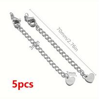 5pcs Stainless Steel Extension Tail Chain Lobster Clasps Connector Extended Chain Bracelet Necklace Jewelry Making DIY Component 5pcs gray