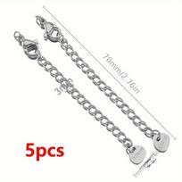 5pcs Stainless Steel Extension Tail Chain Lobster Clasps Connector Extended Chain Bracelet Necklace Jewelry Making DIY Component 5pcs gray