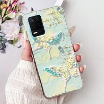 For Realme 8 5G RMX3241 Telefono dėklas Realme8 5G Elegantiškas gėlių katės raštas Minkštas silikonas Skaidrus TPU dėklai Realme 8 5G