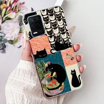 For Realme 8 5G RMX3241 Telefono dėklas Realme8 5G Elegantiškas gėlių katės raštas Minkštas silikonas Skaidrus TPU dėklai Realme 8 5G