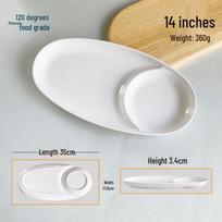 Food-Grade Melamine Divided Serving Plate with Sauce Dish white