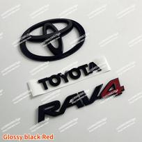 3 dalių bagažinės emblema RAV4, TOYOTA logotipo pakeitimo variantas, lipdukai blizgios juodos, matinės juodos ir P YP8 ufzm3 spalvomis