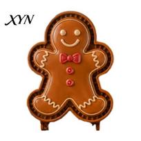 Hand Pie Press Set Christmas Mini Mold for Pies, Holiday Gingerbread Man House Santa Claus Nonstick Pastry Baking Tools Dough Cookies, DIY Kitchen brown