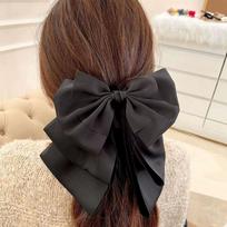 1/2pcs Large Black Red Satin Bow Hair Clip for Woman Retro Ponytail Clip Hair Claw able Decorative Hair Accessory