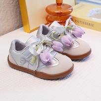 Girls Tulip-Style Sneakers 2026 Casual Flat Shoes With Bow Decor Kids Fashion Trainers EU 32-36, 5 pairs/lot sidabras