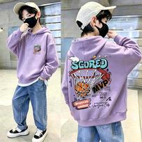 Kids Hoodie Sweatshirt Autumn Winter Street Basketball Hoop MVP Graphic Print Casual Loose Long Sleeve Top 150 gray