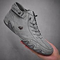 Vyriški batai Nauji 2024 m. Laisvalaikiai Vyriški Aukšti Prabangūs Sneaker Minkštas Dugnas Patogus Šiltas Odinis Batai Batai Vyriški motociklo batai 39 gray