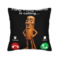 Funny 67 Italian Brainrot Tung Tung Sahur Six Seven Pillow Case Retro Trendy Pillow Cover Pillowcases For Living Room Bed Chair Peach skin 18*18(CM)-1Pcs