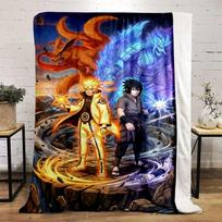 Naruto and Sasuke Epic Battle Design Blanket Flannel blanket for bedroom, living room, sofa, and nap sofas. 80x120cm(31*47in) blue