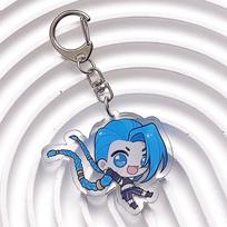 LOL Paslaptingas:League of Legends Jinx Akrilinis Raktų Pakabukas Aksesuarai Krepšys Mielas Animacinis Juokingas Kuprinės Raktų Pakabukai Kūrybiškos Draugų Dovanos 5cm gray