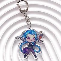 LOL Paslaptingas:League of Legends Jinx Akrilinis Raktų Pakabukas Aksesuarai Krepšys Mielas Animacinis Juokingas Kuprinės Raktų Pakabukai Kūrybiškos Draugų Dovanos 5cm white