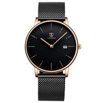 BEN NEVIS Ultra-Thin Analog Watch - Mesh Band Series, Rose Gold Color, Unisex, 36mm, 3 ATM Waterproof black