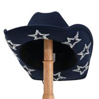 Wide Brim Western Cowboy Hat Sunscreen Cowgirl Hat Cool Rhinestone Star Jazz Top Hat  Street Party black