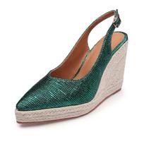 Madingi platforminiai pleištai Madingi smailūs sekliomis burnomis viengubos bateliai Moteriški Baotou Retro šiaudiniai aukštakulniai Laisvalaikio Zapatos Mujer Darbiniai batai 36 žalia