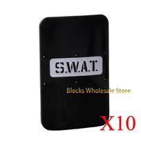 MOC Military SWAT Police Soldier Bulletproof Shield Building Blocks Bricks Figures Army Weapon DIY Accessories Brick Kids Toys šviesiai pilka spalva