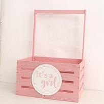 Portable Solid Wood Baby Shower Storage Basket for Clothing and Toys white