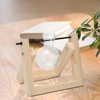 Bulb Vase Glass for Flowers Terrarium Jar er with Wooden Rack Stand Holders 1 Bulb Vase white