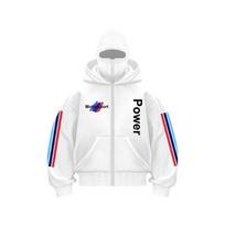 Unisex Hooded Sweatshirt Streetwear Oversized Long Sleeve Printed Pullover Winter Casual Top XL white