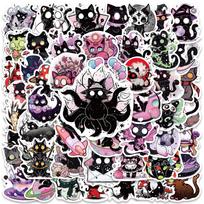 50Pcs Kawaii Magic Witch Cat Kitty Gothic Cartoon Graffiti Stickers Decal Stationery Laptop Fridge Suitcase Bottle Phone Sticker gray