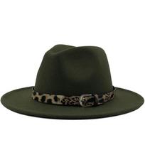 Moterims Vyrams Vilnonė Fedora Skrybėlė Su Odine Juostele Džentelmeniška Elegantiška Moteris Žieminė Rudeninė Platus Kraštas Džiazo Bažnytinė Panama Sombrero Kepurė 56-58CM black