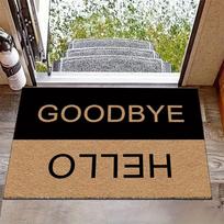 1pc Black & Brown  HELLO  &  GOODBYE  Dual-Sided Doormat - 10mm Thick Non-Slip PVC Backing, Machine Washable Polyester Indoor/Outdoor Mat for Home, RV 40X60CM white