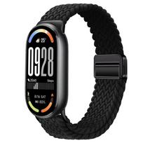 Nailono kilpinė apyrankė Xiaomi Mi Band 10 dirželiui Pintas apyrankės kvėpuojantis riešo dirželis XiaoMi Band 8 9 10 NFC Magnetinis užsegimas Diržas For Mi Band 10 juoda