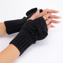 Fashion Accessory Thick Warm Bowknot Knitted Gloves Elastic Keep Warm Half Finger Gloves Soft Fingerless Mittens Winter juoda