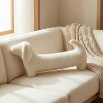 Plush Dachshund Long Body Cushion With Pp Cotton Filling For Relaxing Bedside Support White,68cm beige