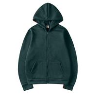 Sweatshirt Coat Front Pockets Warm Zipper Lamb Wool Jacket Men and Woman Autumn Winter Pure Color Cardigan Hoodie XS tamsiai žalia spalva
