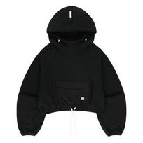 Crop Sweat Big Pocket Hoodie - Black M/Free black