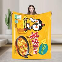 Ramen buldak Spicy Chicken Blanket Warm Aesthetic Plush Throw Blanket For Home Decor Travel Flannel Bedspread Bed Cover Size: 75*100cm, Weight: 230 GSM yellow