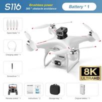 Naujas S116 Mini Drone Professional 8K HD dviguba kamera WIFI FPV optinio srauto padėties nustatymo kliūčių išvengimo šepetėlis motorinis malūnsparnis RC keturkopteris 1 battery balta