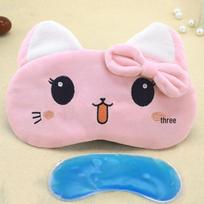 Cute Cartoon Cat Eye Mask for Sleep - Hot/Cold Compress, Light Blocking, Breathable, Nap & Eye Protection for Women. white