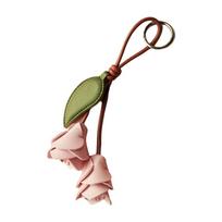 Handmade Tulip Bag Charm PU Leather Tulip Keychain Elegant Flower Bag Charm  Bag Decoration rožinė