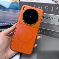 Dėklas VIVO X300 Ultra X300 Pro X300S Madingas Matinis Stiklas Odos Pojūtis Neslystantis Magnetinis Dangtelis Atsparus Smūgiams Funda vivo X300s black