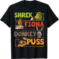 Shrek Group Shot Character Stack T-Shirt XXXL juoda