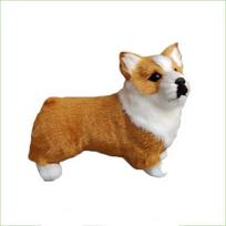 Corgi Dog Replica Animal Figure With Artificial Fur For Living Room Decor geltona