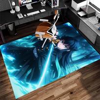 1pc Nezuko Demon Slayer Muichiro Tokito Print Area Rug - Soft,Washable Non-Slip Indoor Mat for Office Chairs,Living Room,Home Office Decorative Rug 40cmx60cm blue